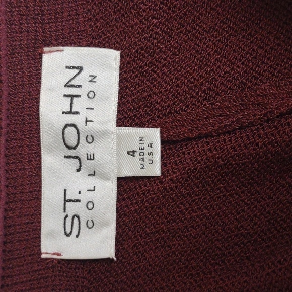 St John Collectionaroon Knit Trousers,  Elastic Waist,  Size 4, 28x30 Wide Leg - Picture 4 of 8
